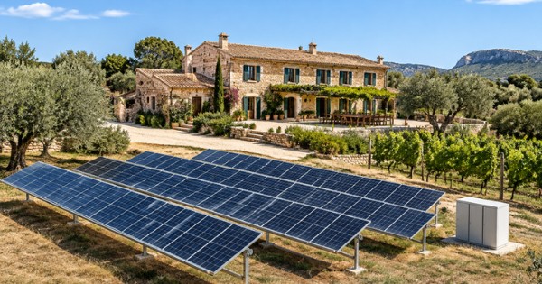 Symbolic image: ground-mounted solar installation on a finca