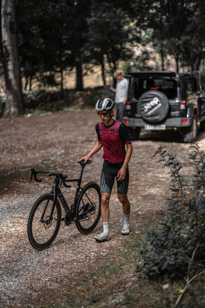 cyclist with bike