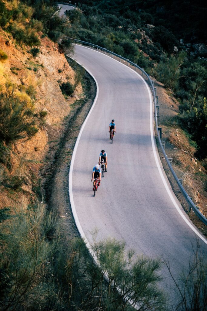 cyclists mountain road