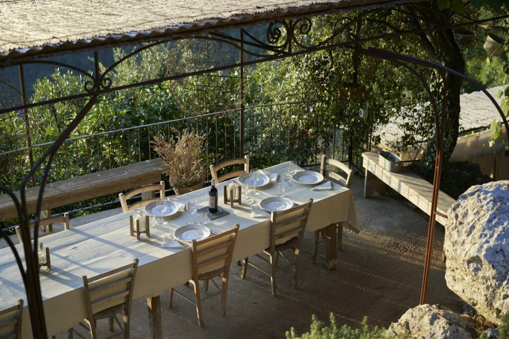 table under pergola